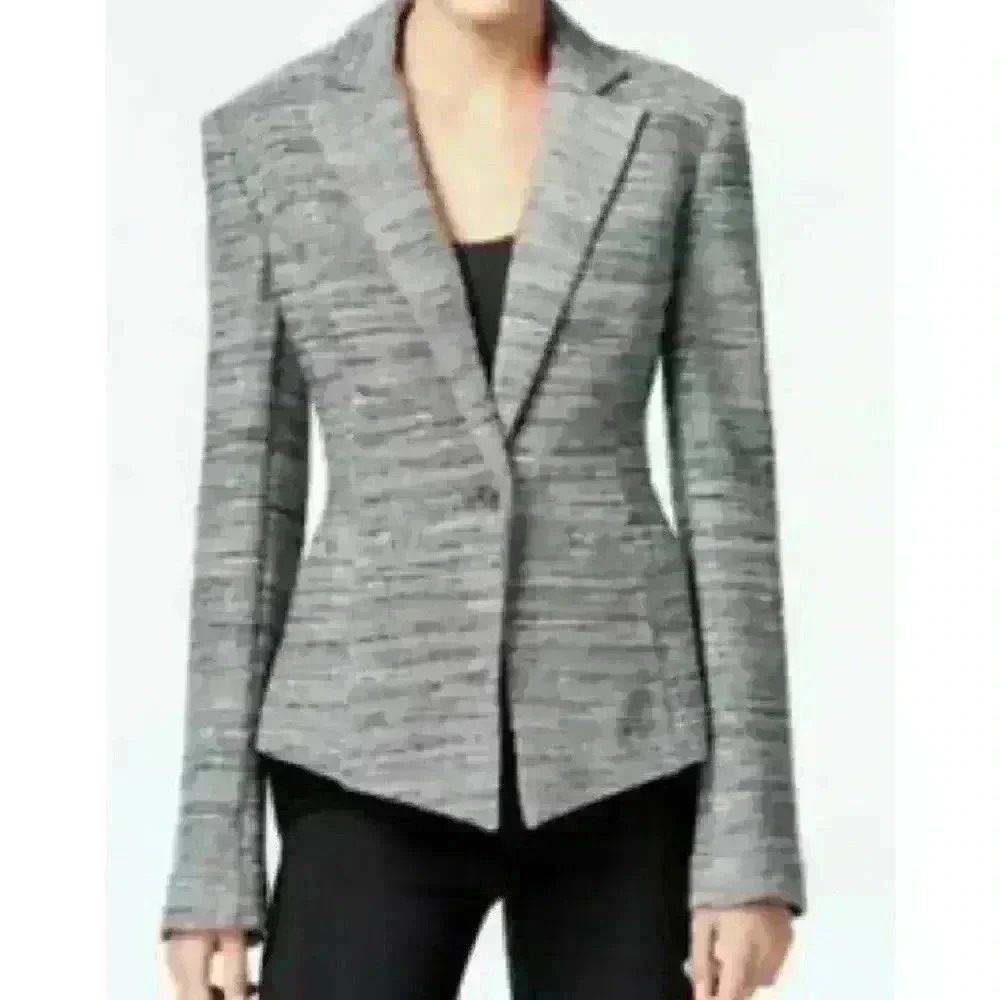 EUC Rachel Roy Black Multi Blazer grey tweed Size 22W Single Button Front